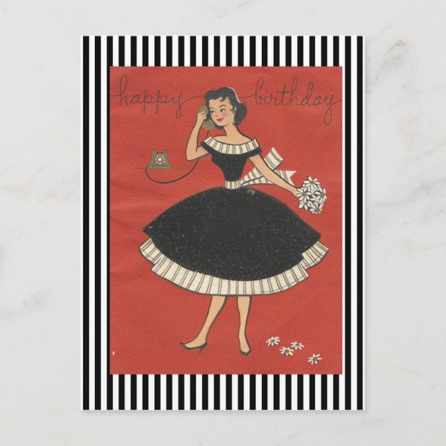 Carte Postale Vintage Joyeuse fille d'anniversaire (Devant)