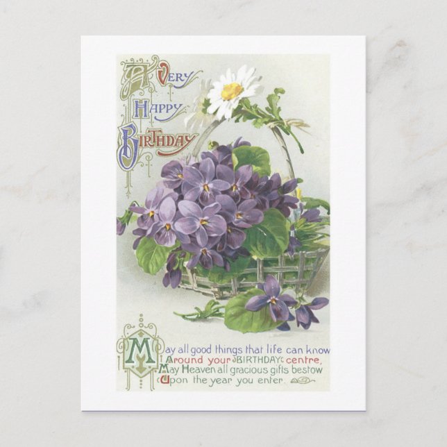 Carte postale vintage Joyeux anniversaire (Devant)