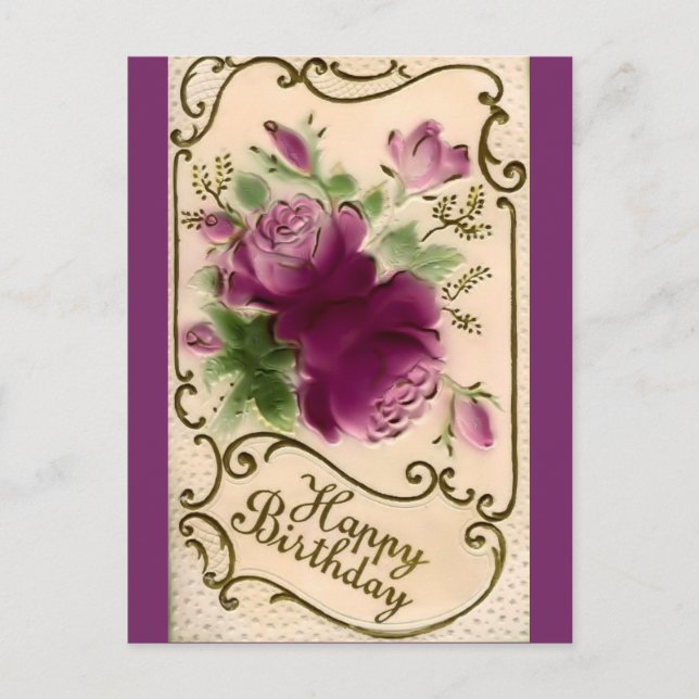 Carte Postale Vintage Joyeux anniversaire (Devant)