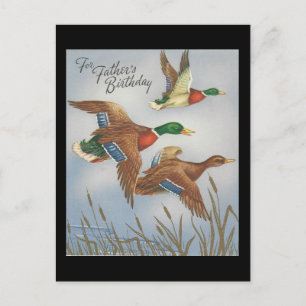 Carte Postale Vintage Joyeux Anniversaire Pour Père Avec Canards
