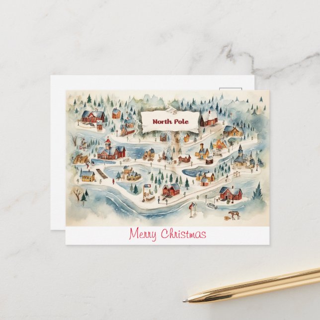 Carte postale vintage Joyeux Noël (Devant/Arrière en situation)