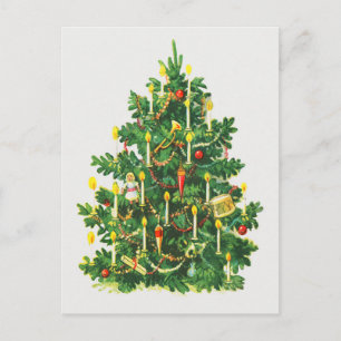 Carte Postale Vintage Joyeux Noël Arbre Salutations