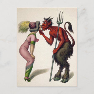 Carte postale vintage Kissing Devil