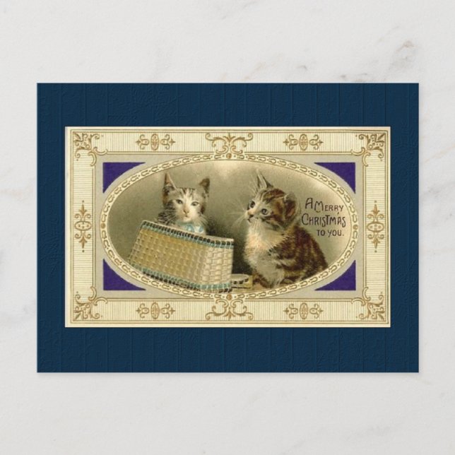 Carte postale vintage Kitten Christmas (Devant)