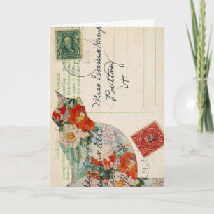 Carte postale vintage Kitty Art numérique, Anniver