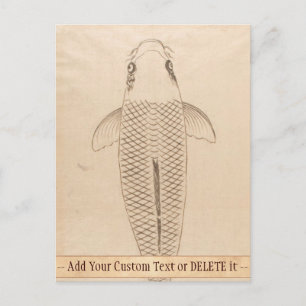 Carte Postale Vintage koi carpe peinture vieux papier scrart