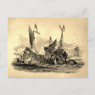 Carte postale vintage Kraken Attack