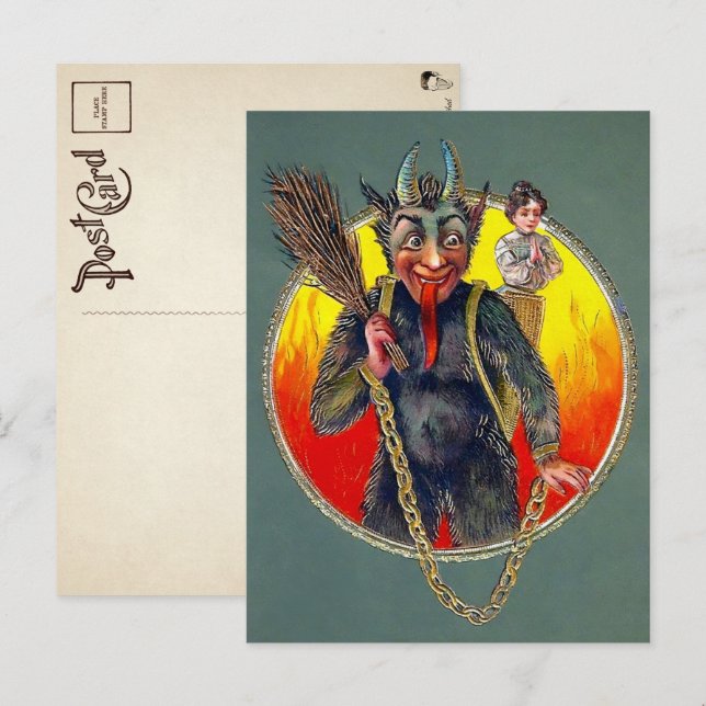 Carte postale vintage Krampus (Devant / Derrière)