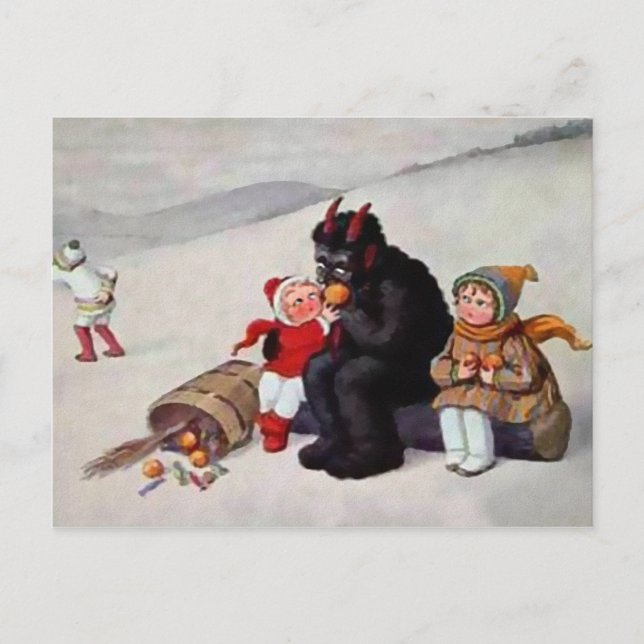 Carte Postale Vintage Krampus Manger (Devant)