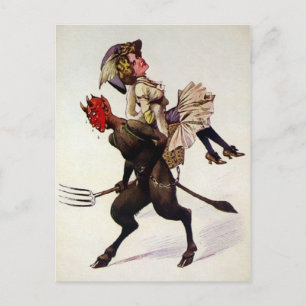 Carte Postale Vintage Krampus portant une femme