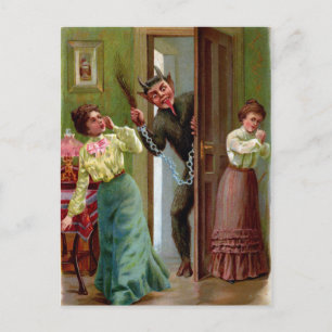 Carte Postale Vintage Krampus Surprise