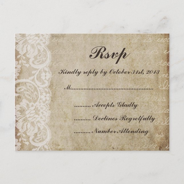 Carte postale vintage Lace Old World RSVP (Devant)
