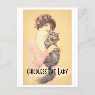 Carte postale Vintage Lady Chat sans enfant