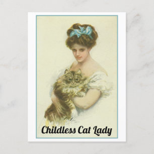 Carte postale Vintage Lady Chat sans enfant