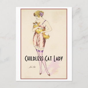Carte postale Vintage Lady Chat sans enfant