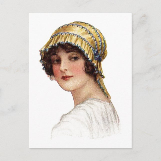 Carte Postale Vintage Lady Wearing Bonnet (Devant)