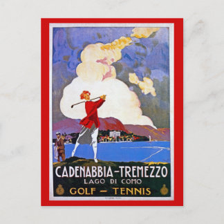 Carte Postale Vintage Lake Como Golf Annonces 1920 Italie annonc