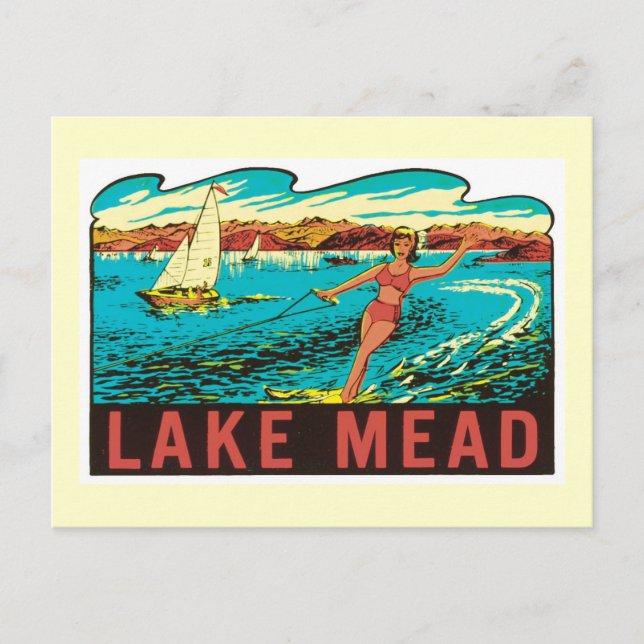 Carte Postale Vintage Lake Mead Nevada NV Étiquette d'état (Devant)