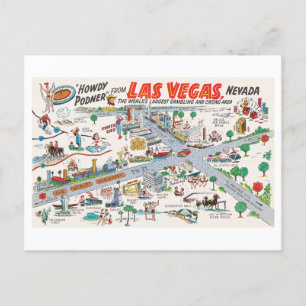 Carte postale vintage Las Vegas Map