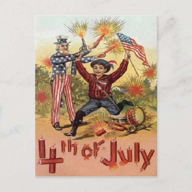 Carte Postale Vintage le 4 juillet (Devant)