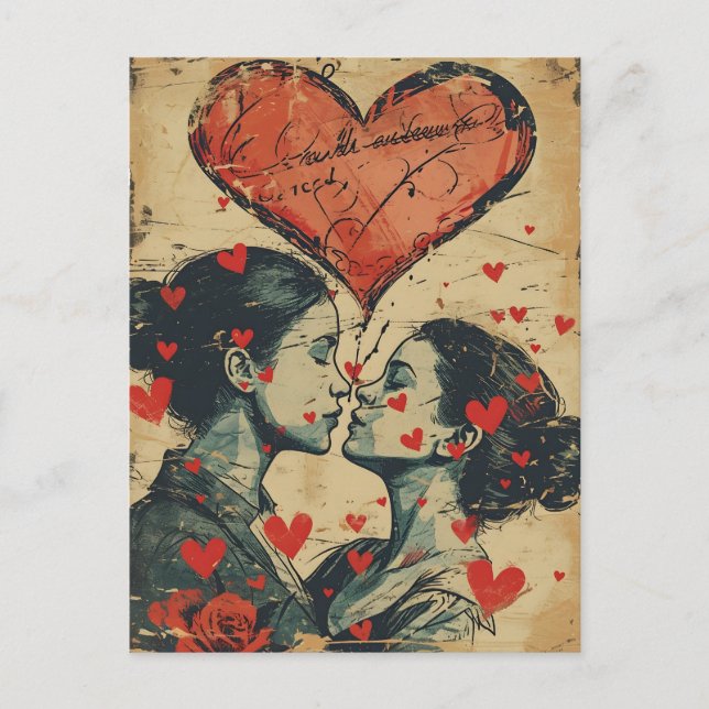 Carte Postale Vintage LGBTQ Saint-Valentin (Devant)