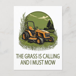 Carte Postale Vintage L'herbe appelle et je dois mow drôle