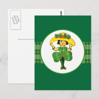 Carte Postale Vintage Little Irish Girl St. Patrick's Day