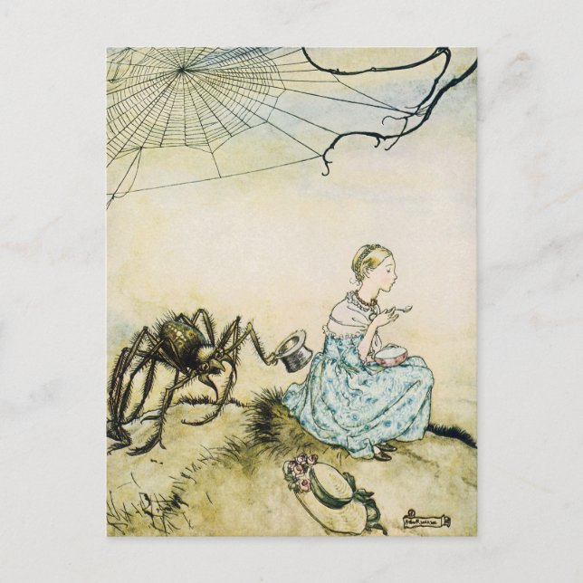 Carte Postale Vintage Little Miss Muffet par Arthur Rackham (Devant)
