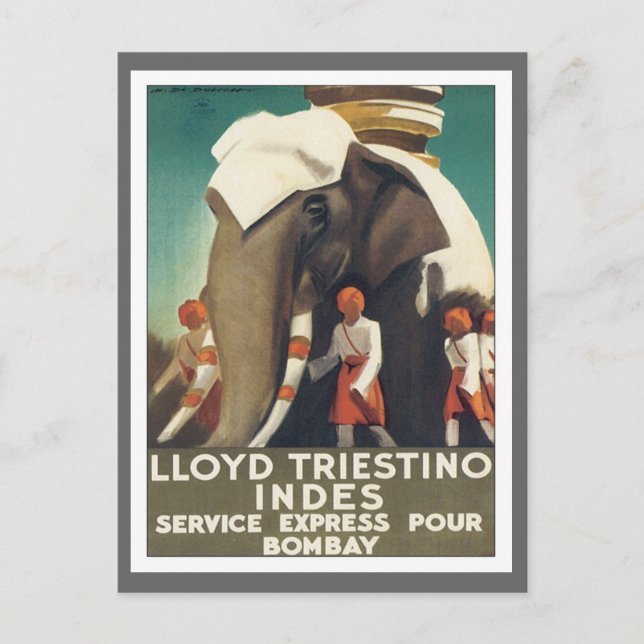 Carte Postale Vintage Lloyd Triestino Inde (Devant)