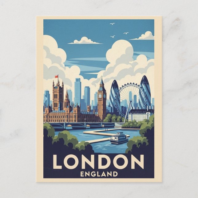 Carte Postale Vintage Londres Grande-Bretagne British Landmark T (Devant)