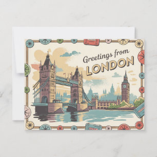 Carte postale vintage Londres   Salutations de Lon