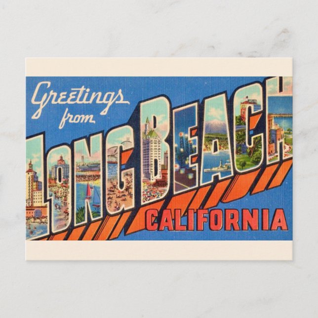 Carte Postale Vintage Long Beach CA  (Devant)