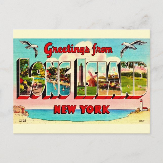 Carte postale vintage Long Island (Devant)