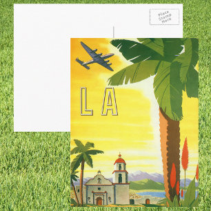 Carte Postale Vintage Los Angeles, Californie Mission avec Palm