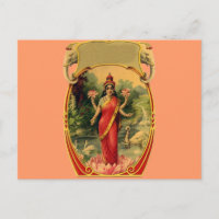 vintage Lotus Fleur Déesse hindoue Lakshmi