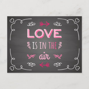 Carte Postale Vintage Love Pink & Black Chalkboard Mariage