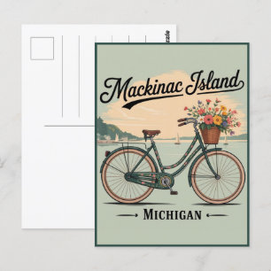 Carte Postale Vintage Mackinac Island Michigan avec cadeau Fleur