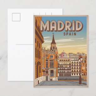 Carte Postale Vintage Madrid Espagne ciel vue souvenirs, cadeaux