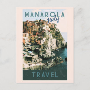 Carte Postale Vintage Manarola Italie Cinque Terre Voyage