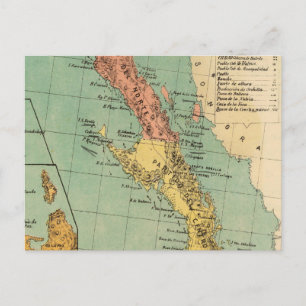 Carte Postale Vintage Map of Baja California