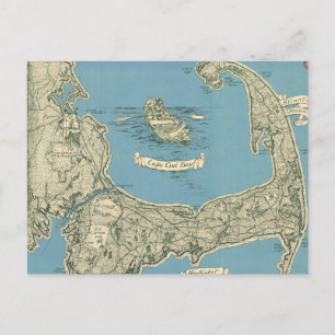 Carte Postale Vintage Map of Cape Cod