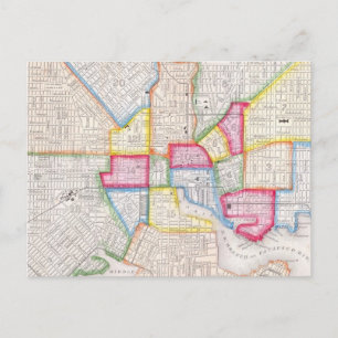 Carte Postale Vintage Map of Downtown Baltimore