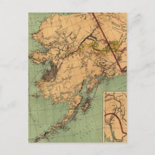 Carte Postale Vintage Map of Gold and Coal in Alaska (1898)