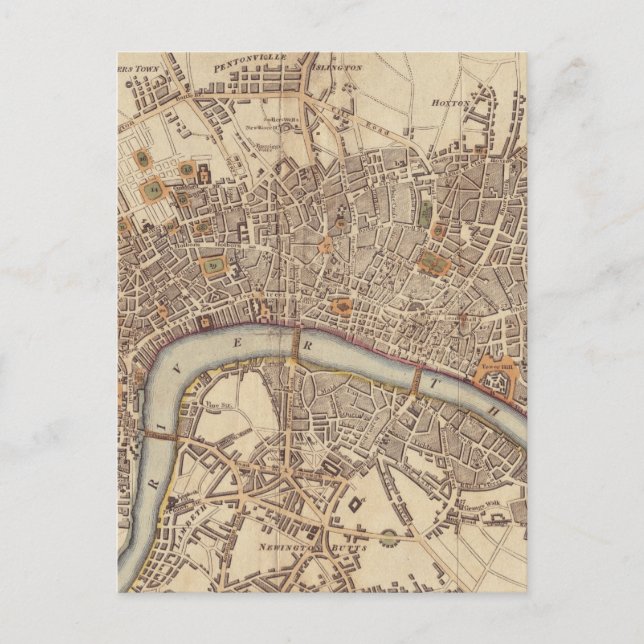 Carte Postale Vintage Map of London England (1807) (Devant)
