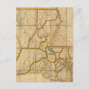 Carte Postale Vintage Map of Louisiane (1816)
