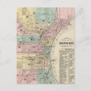 Carte Postale Vintage Map of Milwaukee