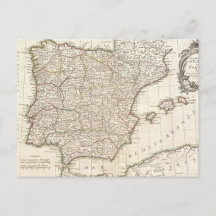 Carte Postale Vintage map of Spain (1775)