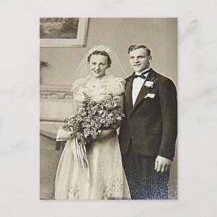 Carte Postale Vintage mariée et chambre Romantique Mariage Photo