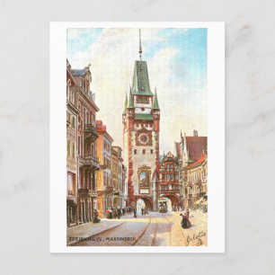 Carte Postale Vintage Martinstor à Fribourg, Allemagne