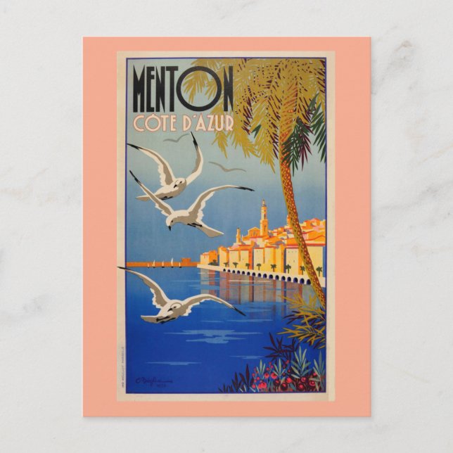 Carte Postale Vintage Menton CoTe D'azur (Devant)